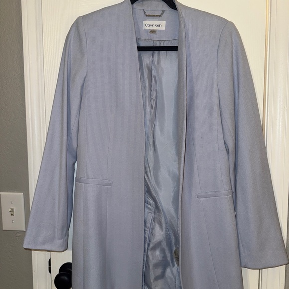 Calvin Klein Women's Light Blue and White Blazer - Picture 3 of 8